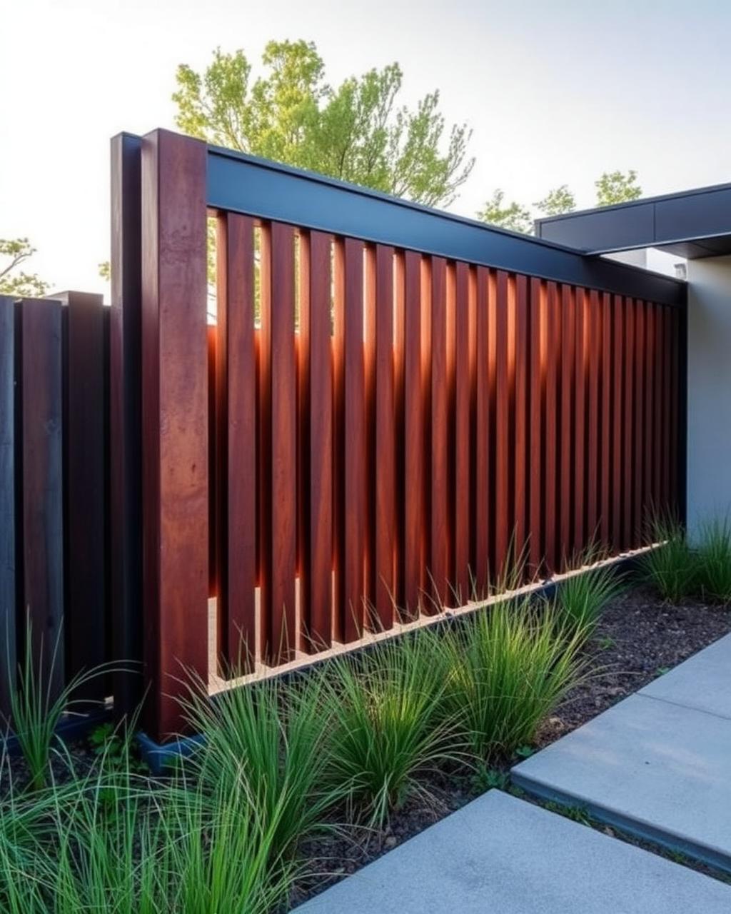 Tanques de jardí en acer corten — panells de 180 × 90 cm